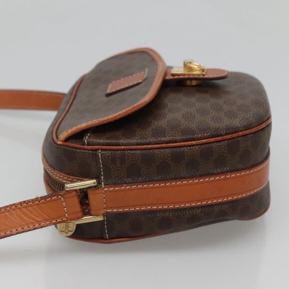 CELINE Macadam Canvas Shoulder Bag PVC Leather Brown Gold Auth 121703 - Picture 4 of 16